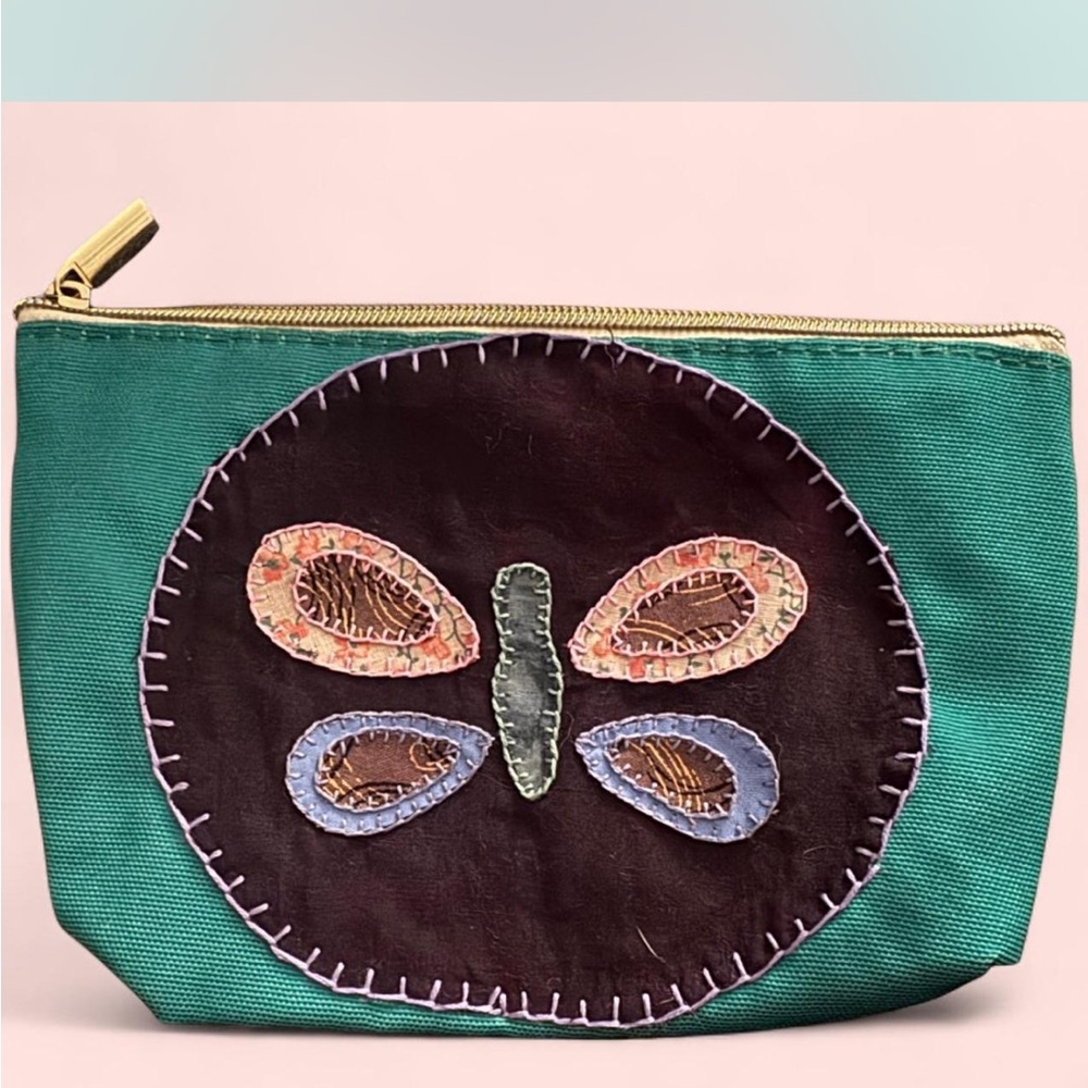 Embroidered Patchwork Butterfly Pouch